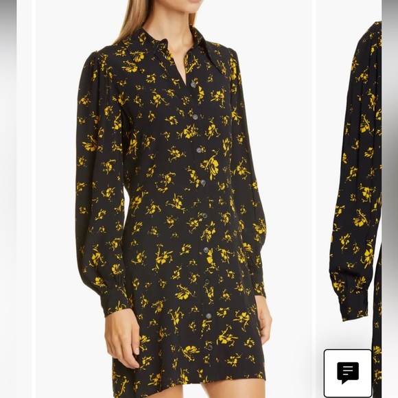 GANNI Printed Crepe Long Sleeve Shirtdress - Picture 2 of 16